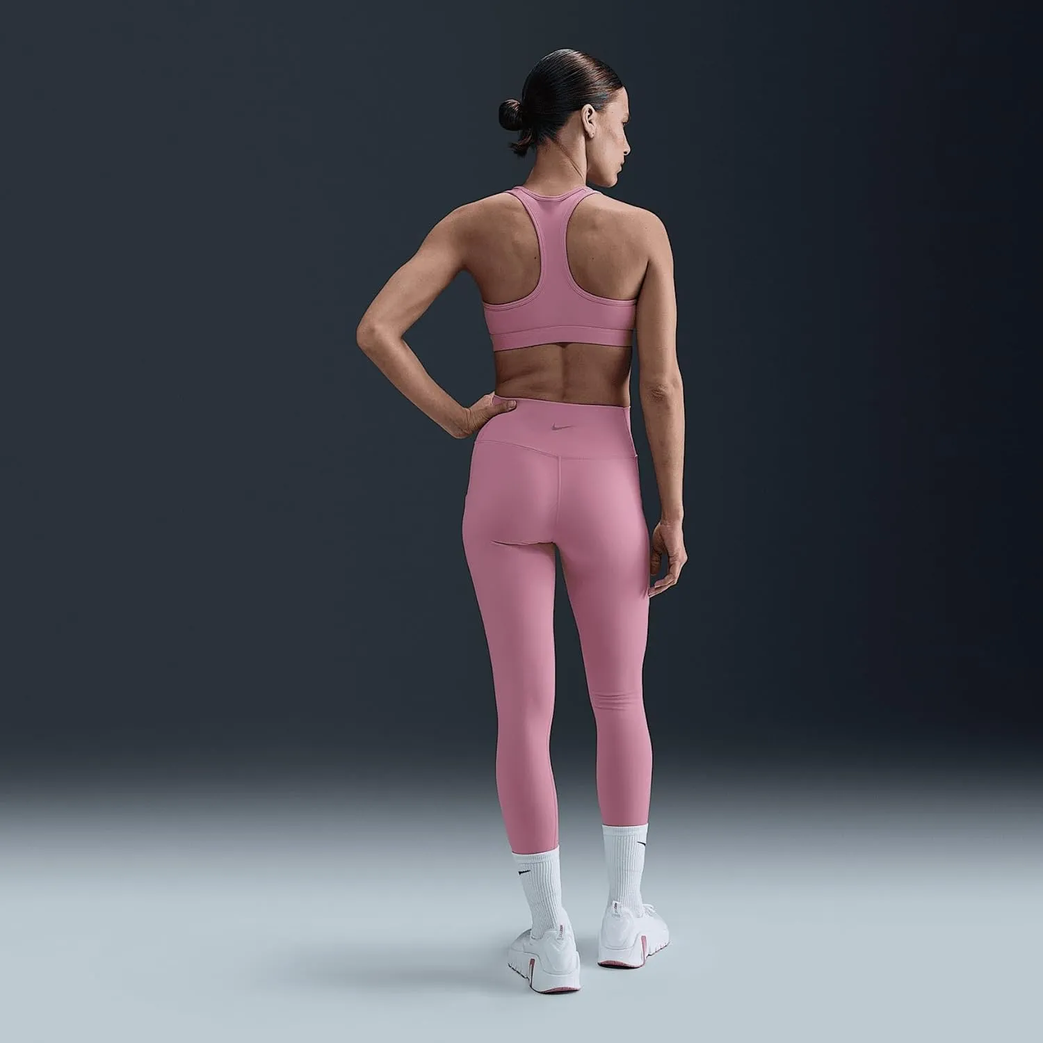 Nike One Women's High-Waisted 7/8 Leggings with Pockets (FN3241-699, Elemental Pink/Black)