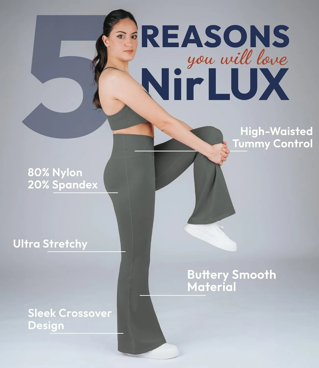 Nirlon Crossover Flare Leggings for Women - Regular & Plus Size Flare Pants High Waisted Wide Yoga Pants