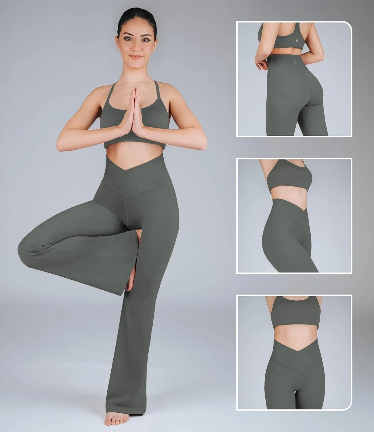 Nirlon Crossover Flare Leggings for Women - Regular & Plus Size Flare Pants High Waisted Wide Yoga Pants