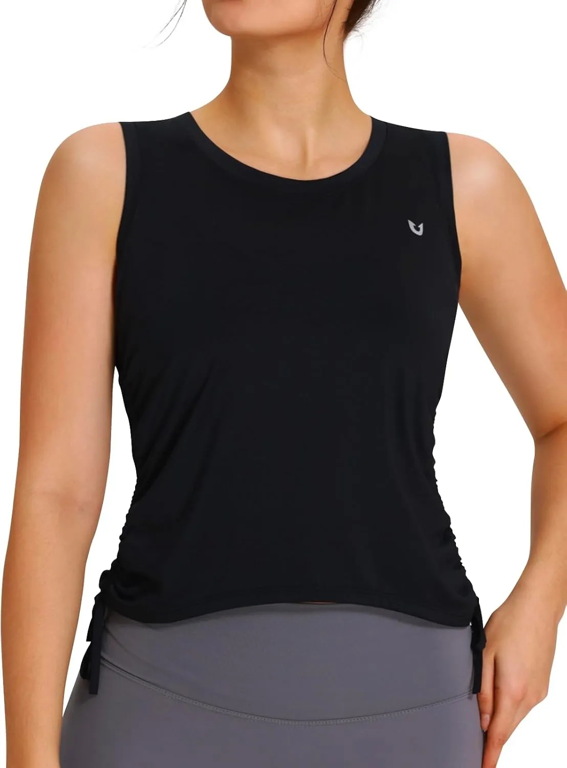 NORTHYARD Sleeveless Workout Tank Tops for Women Quick Dry Athletic Running Gym Top Shirts Loose Fit Ruched Yoga Crop Tops