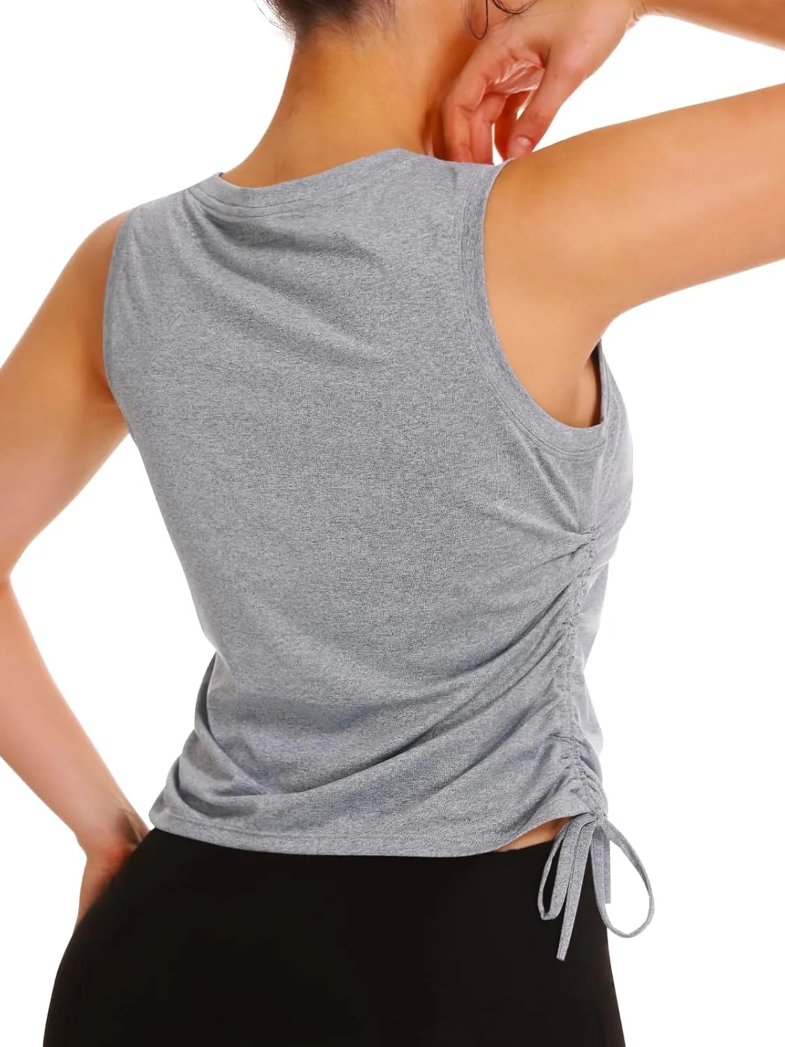 NORTHYARD Sleeveless Workout Tank Tops for Women Quick Dry Athletic Running Gym Top Shirts Loose Fit Ruched Yoga Crop Tops