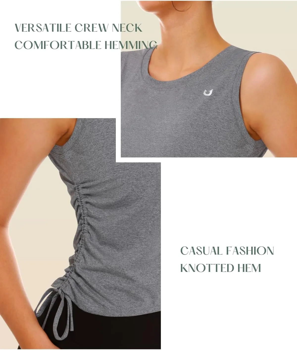 NORTHYARD Sleeveless Workout Tank Tops for Women Quick Dry Athletic Running Gym Top Shirts Loose Fit Ruched Yoga Crop Tops