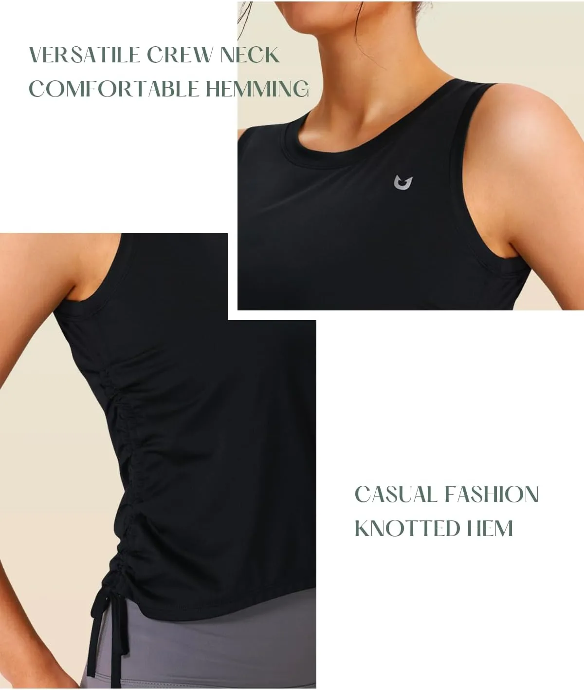 NORTHYARD Sleeveless Workout Tank Tops for Women Quick Dry Athletic Running Gym Top Shirts Loose Fit Ruched Yoga Crop Tops