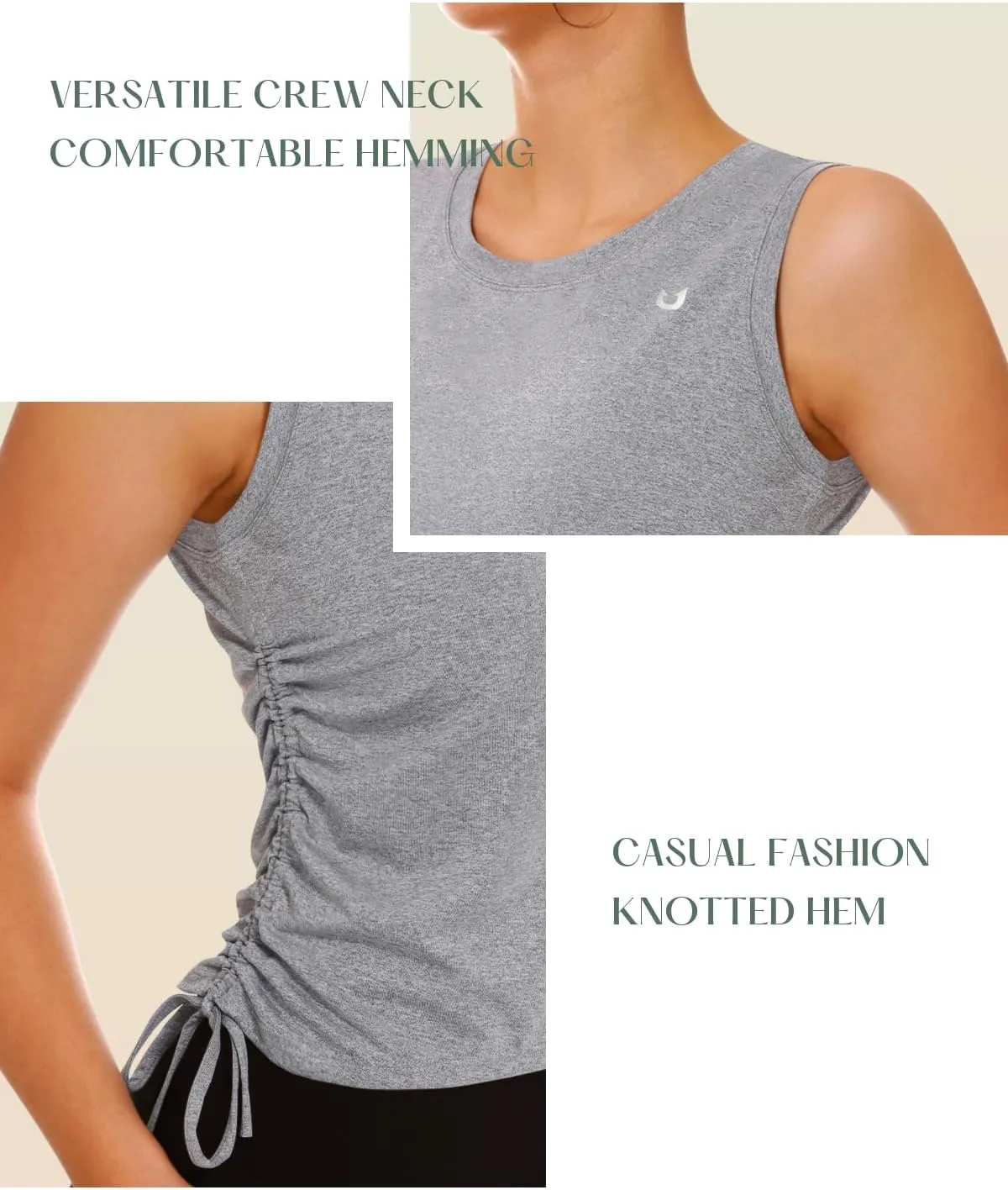 NORTHYARD Sleeveless Workout Tank Tops for Women Quick Dry Athletic Running Gym Top Shirts Loose Fit Ruched Yoga Crop Tops