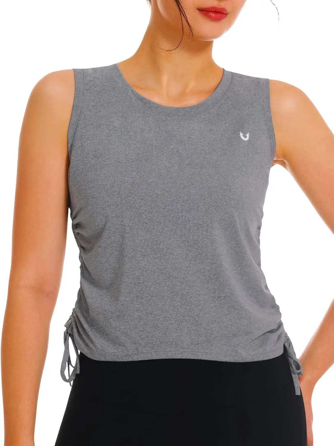 NORTHYARD Sleeveless Workout Tank Tops for Women Quick Dry Athletic Running Gym Top Shirts Loose Fit Ruched Yoga Crop Tops