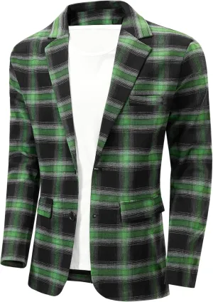NOVOCCT Men's Plaid Slim Fit Blazer Jacket, Lightweight 2-Button Casual Sport Coat, Formal & Everyday Blazer for Men