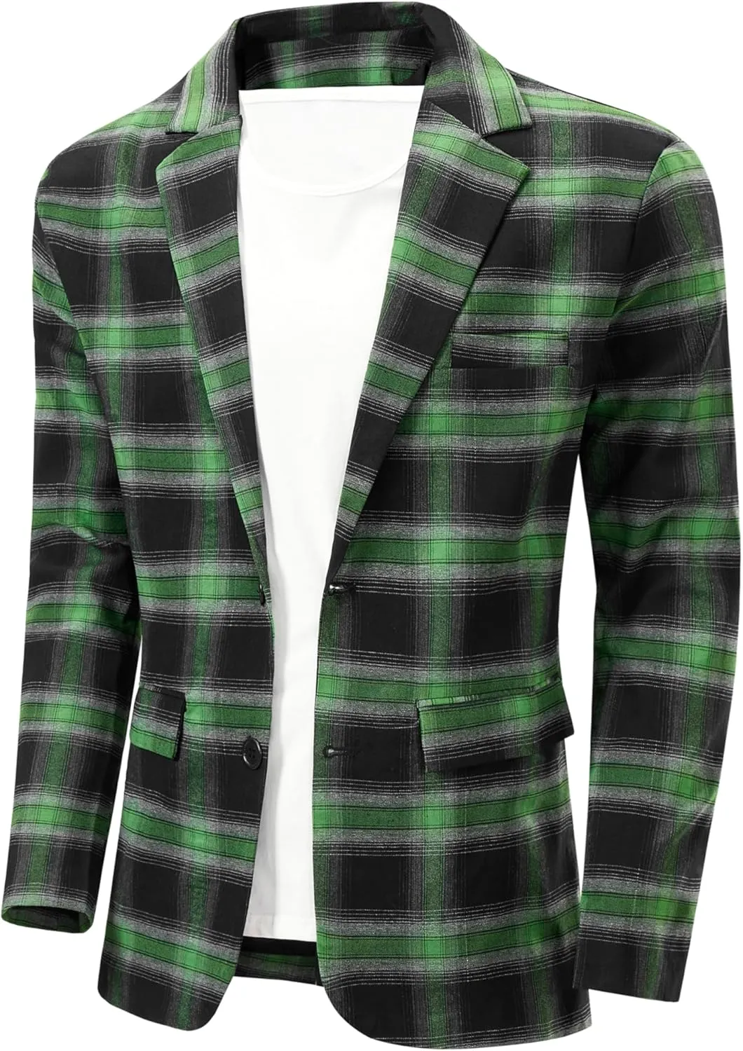 NOVOCCT Men's Plaid Slim Fit Blazer Jacket, Lightweight 2-Button Casual Sport Coat, Formal & Everyday Blazer for Men