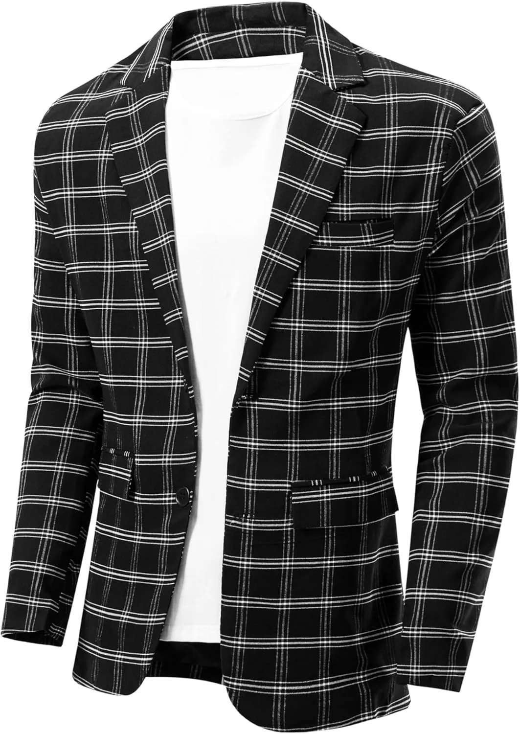 NOVOCCT Men's Plaid Slim Fit Blazer Jacket, Lightweight 2-Button Casual Sport Coat, Formal & Everyday Blazer for Men