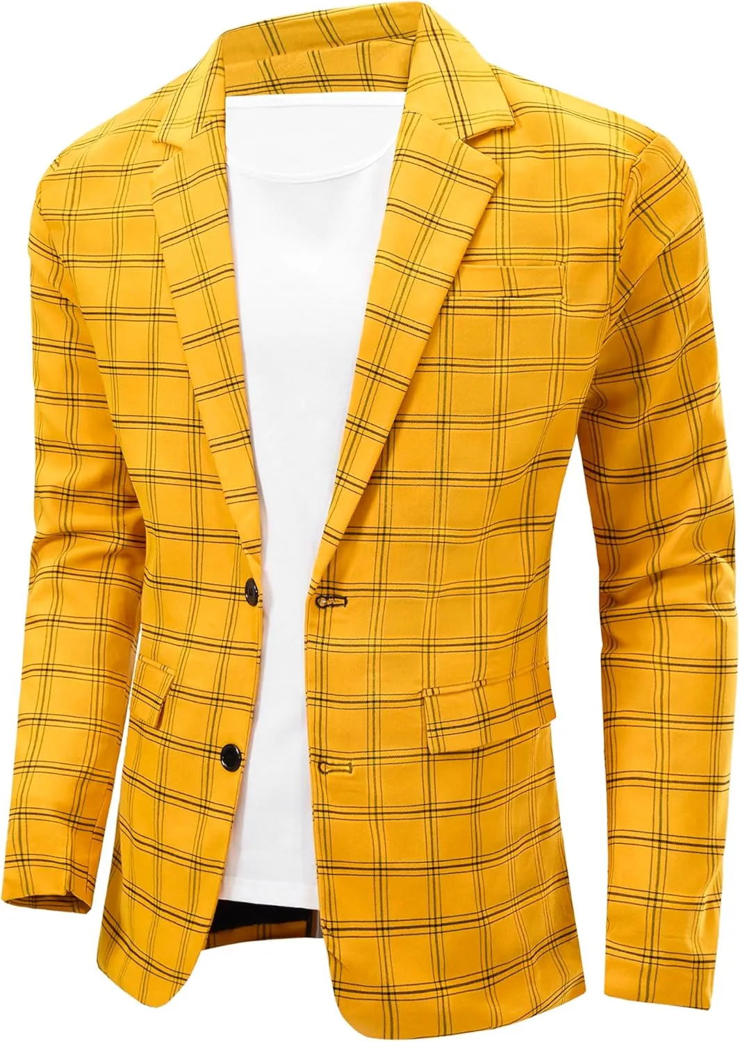 NOVOCCT Men's Plaid Slim Fit Blazer Jacket, Lightweight 2-Button Casual Sport Coat, Formal & Everyday Blazer for Men