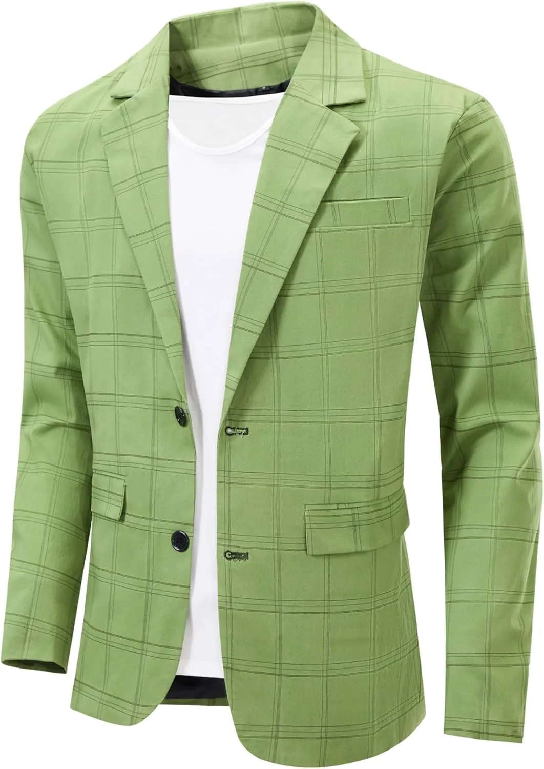 NOVOCCT Men's Plaid Slim Fit Blazer Jacket, Lightweight 2-Button Casual Sport Coat, Formal & Everyday Blazer for Men