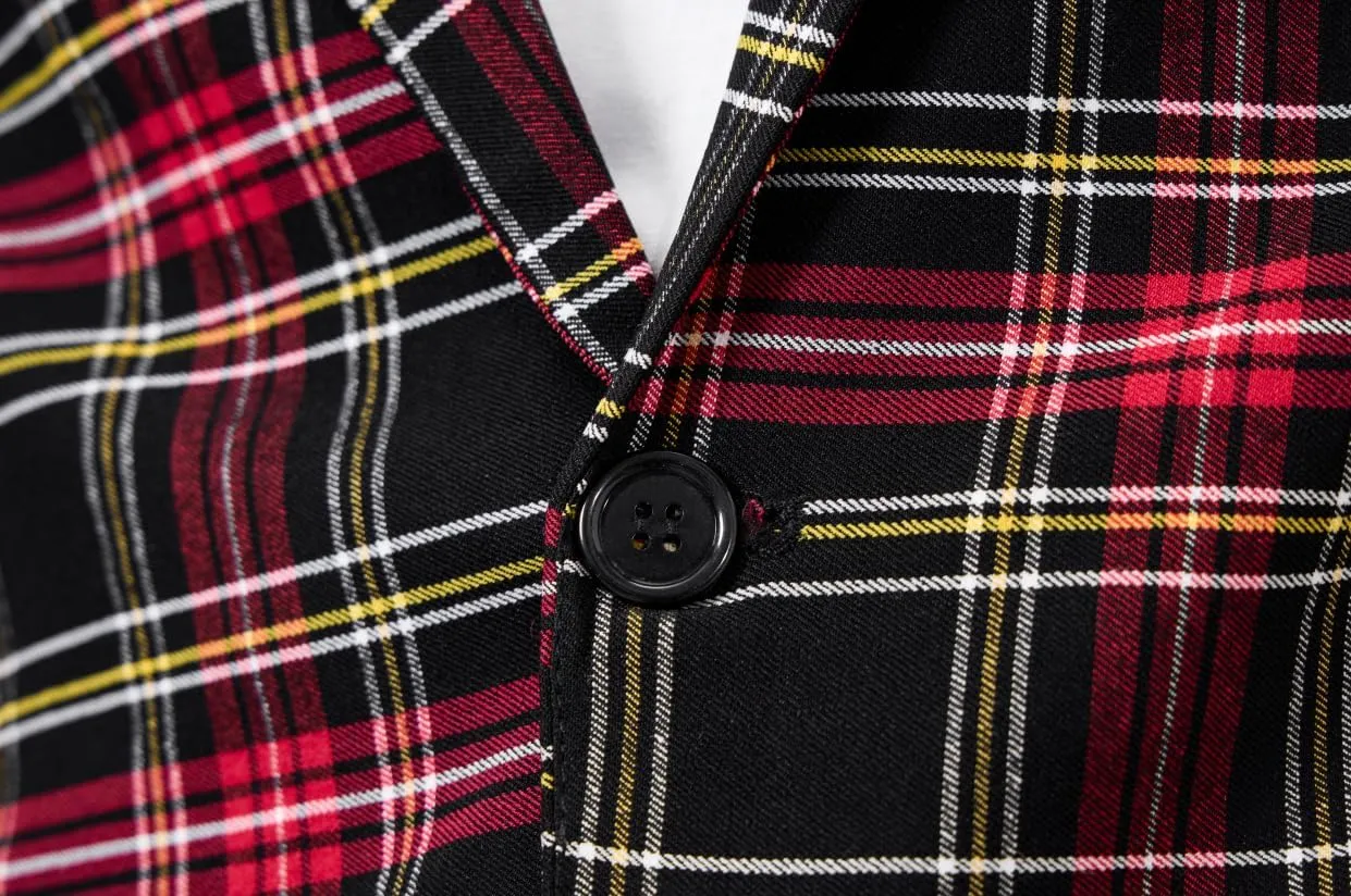 NOVOCCT Men's Plaid Slim Fit Blazer Jacket, Lightweight 2-Button Casual Sport Coat, Formal & Everyday Blazer for Men