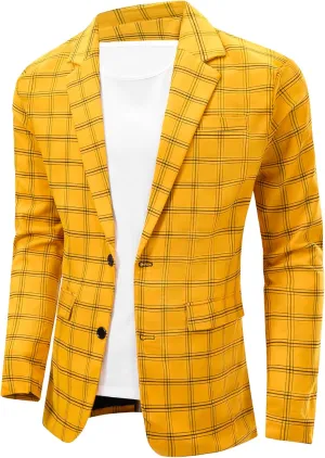 NOVOCCT Men's Plaid Slim Fit Blazer Jacket, Lightweight 2-Button Casual Sport Coat, Formal & Everyday Blazer for Men