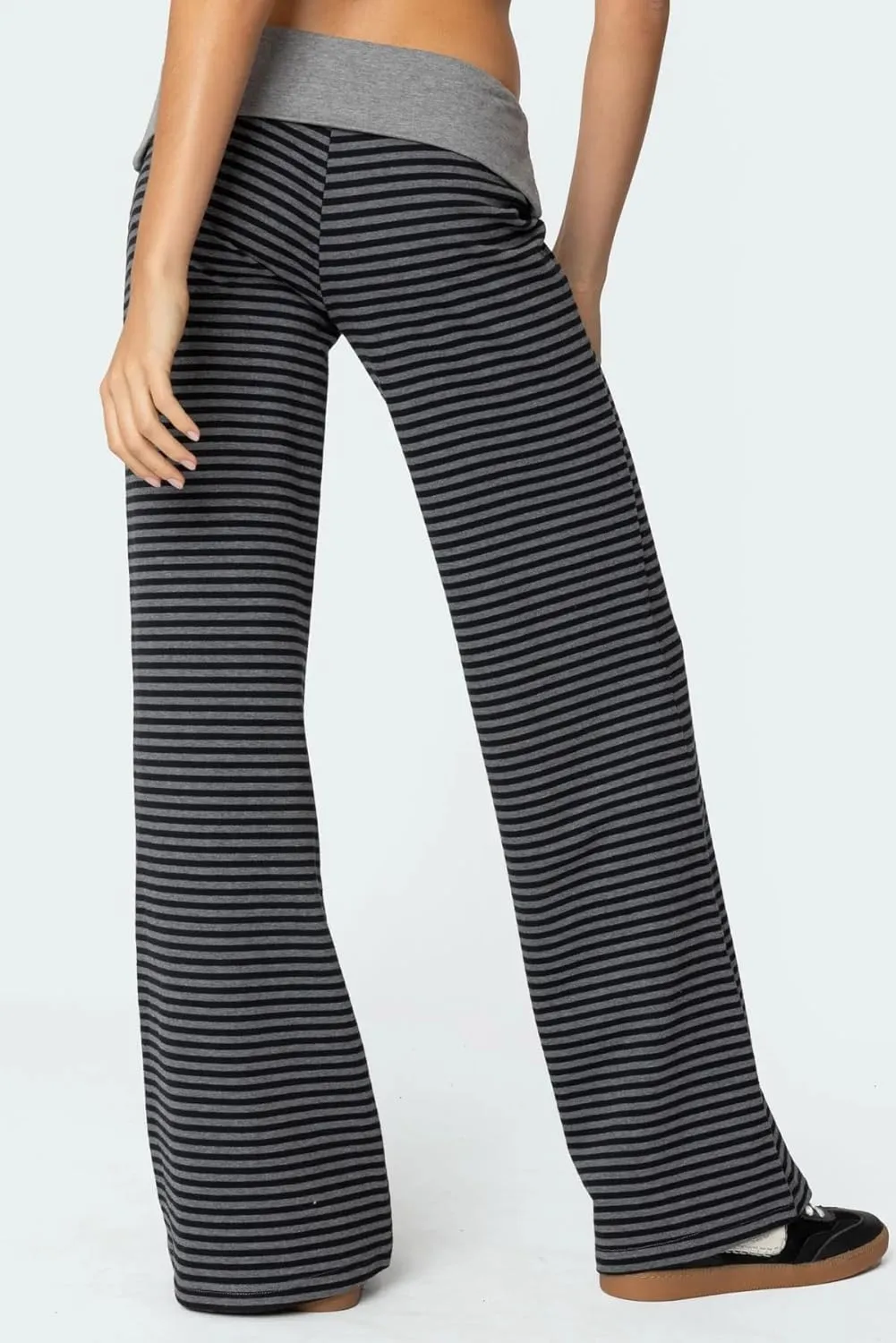 NZNDSHD Fold Over Yoga Pants for Women Low Rise Straight Leg Sweatpants Y2k Solid Color Stretchy Loose Gym Lounge Leggings