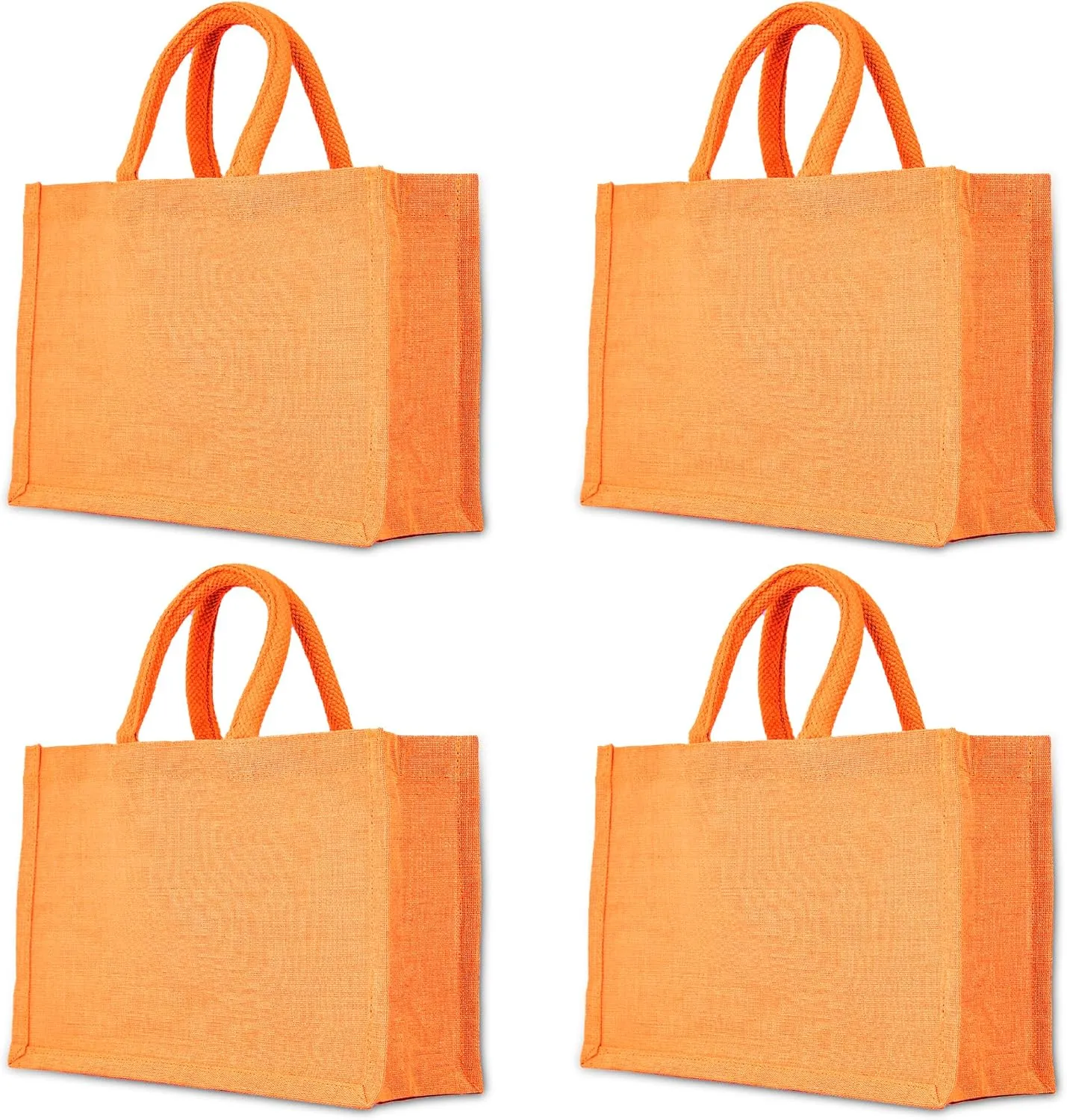 Orange Juco Tote Bag  Versatile Reusable Burlap Bag with Handles, Perfect for Gifts, Groceries, DIY Crafts, and More  8" H x 12" L x 4" W