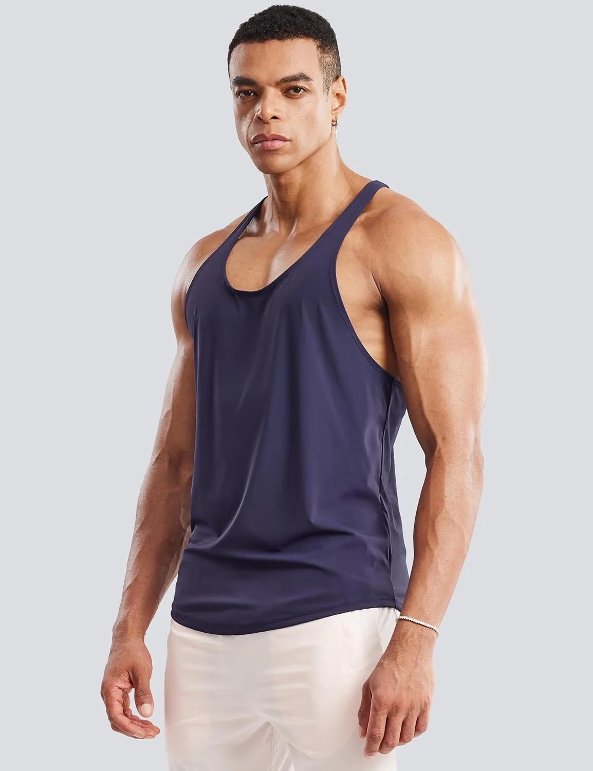 Ouber Men's Mesh Racerback Tank Tops Gym Fitness Sleeveless T-Shirt for Bodybuilding Muscle Shirts