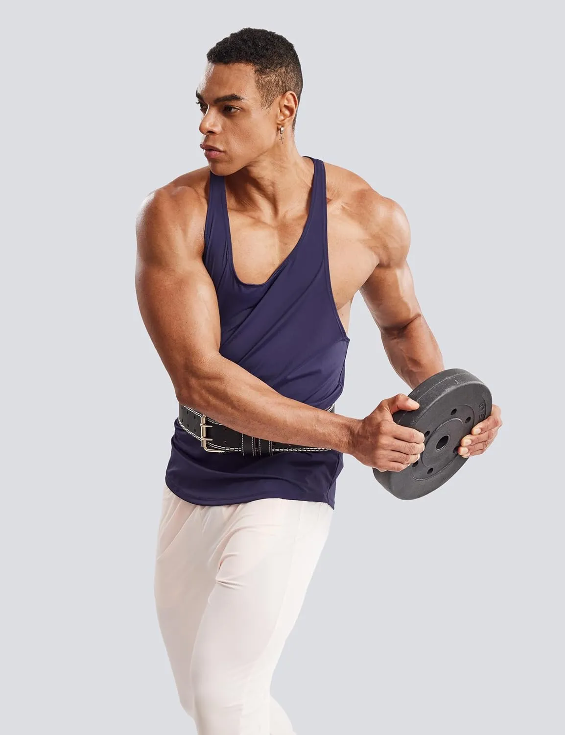 Ouber Men's Mesh Racerback Tank Tops Gym Fitness Sleeveless T-Shirt for Bodybuilding Muscle Shirts