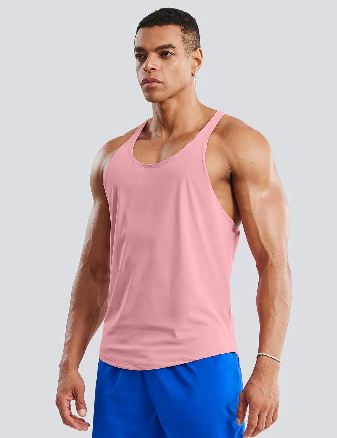 Ouber Men's Mesh Racerback Tank Tops Gym Fitness Sleeveless T-Shirt for Bodybuilding Muscle Shirts