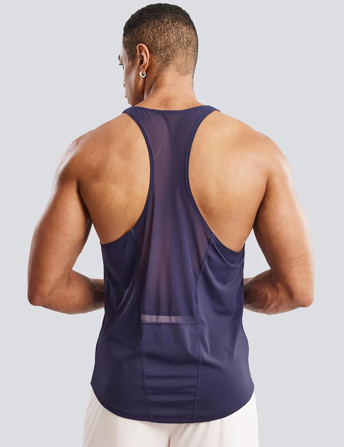 Ouber Men's Mesh Racerback Tank Tops Gym Fitness Sleeveless T-Shirt for Bodybuilding Muscle Shirts