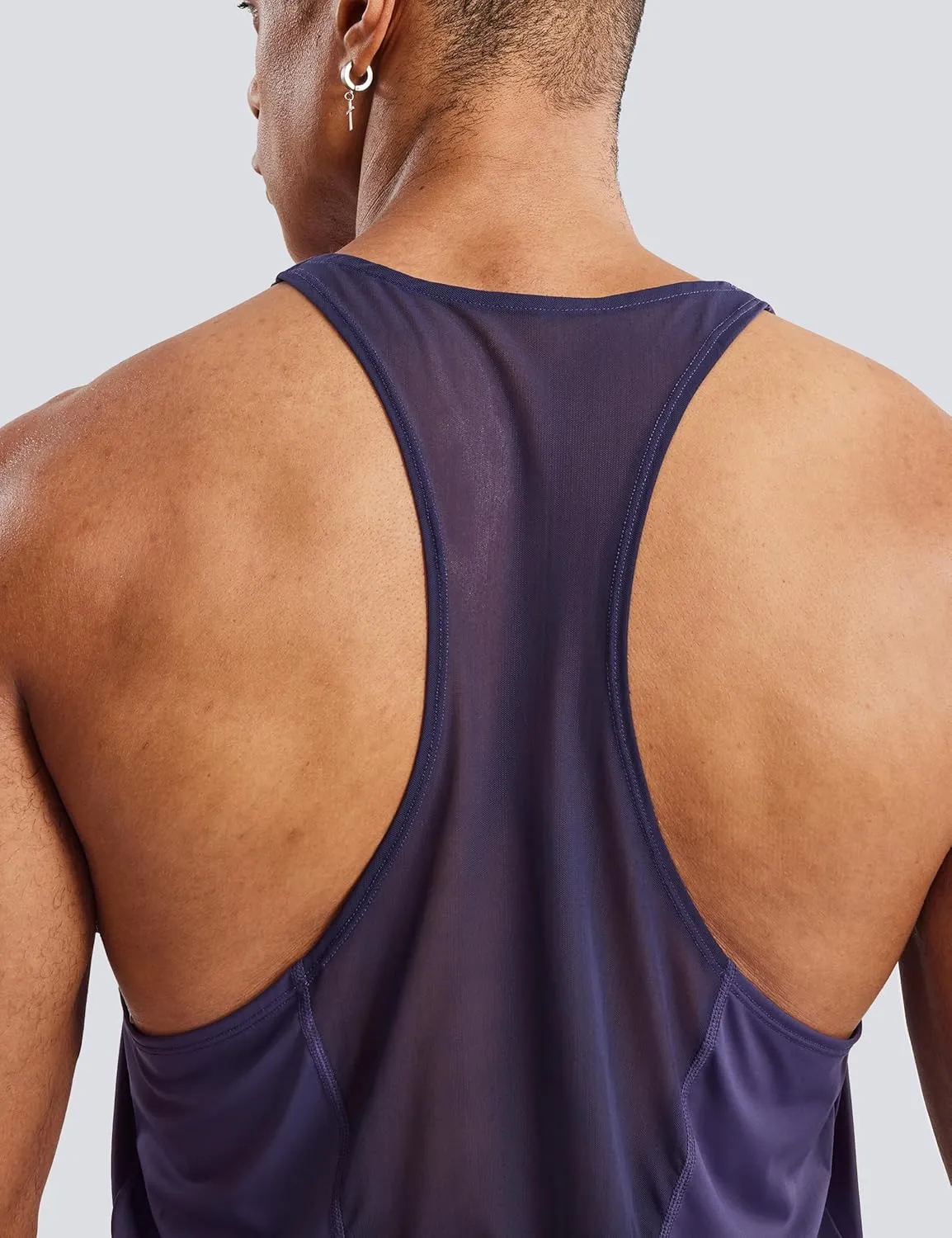Ouber Men's Mesh Racerback Tank Tops Gym Fitness Sleeveless T-Shirt for Bodybuilding Muscle Shirts