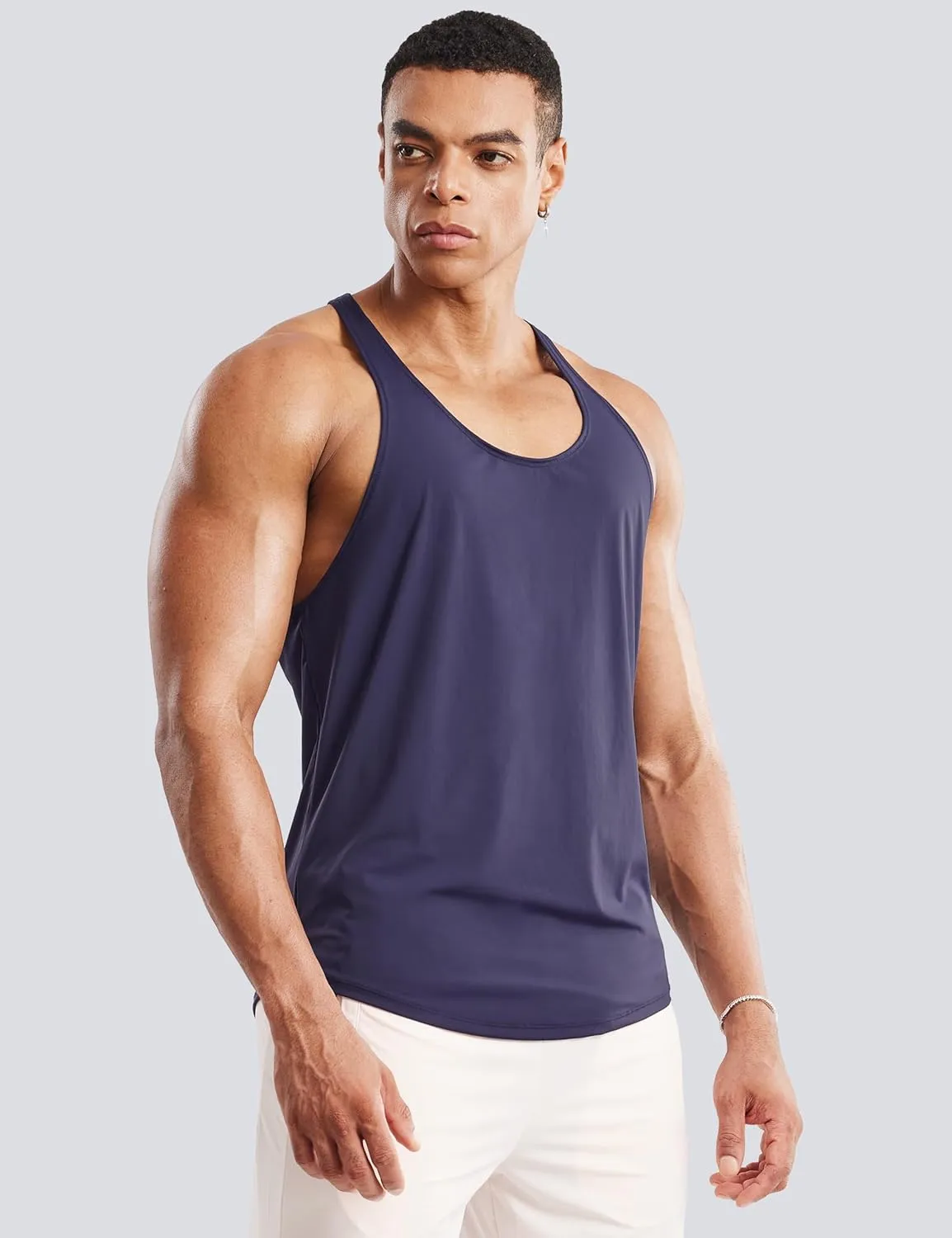 Ouber Men's Mesh Racerback Tank Tops Gym Fitness Sleeveless T-Shirt for Bodybuilding Muscle Shirts