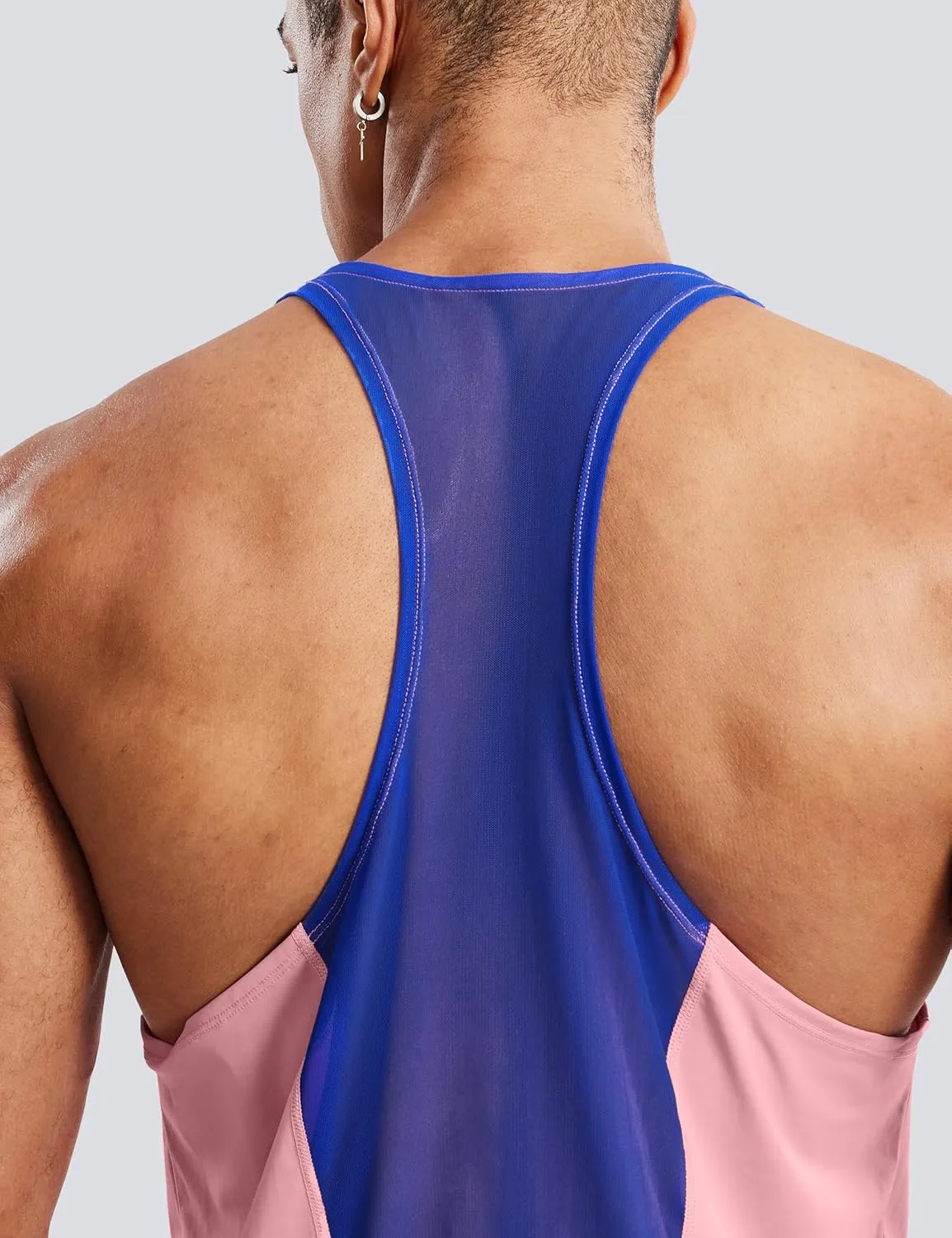 Ouber Men's Mesh Racerback Tank Tops Gym Fitness Sleeveless T-Shirt for Bodybuilding Muscle Shirts