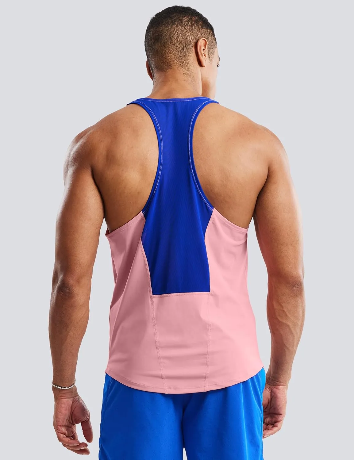 Ouber Men's Mesh Racerback Tank Tops Gym Fitness Sleeveless T-Shirt for Bodybuilding Muscle Shirts