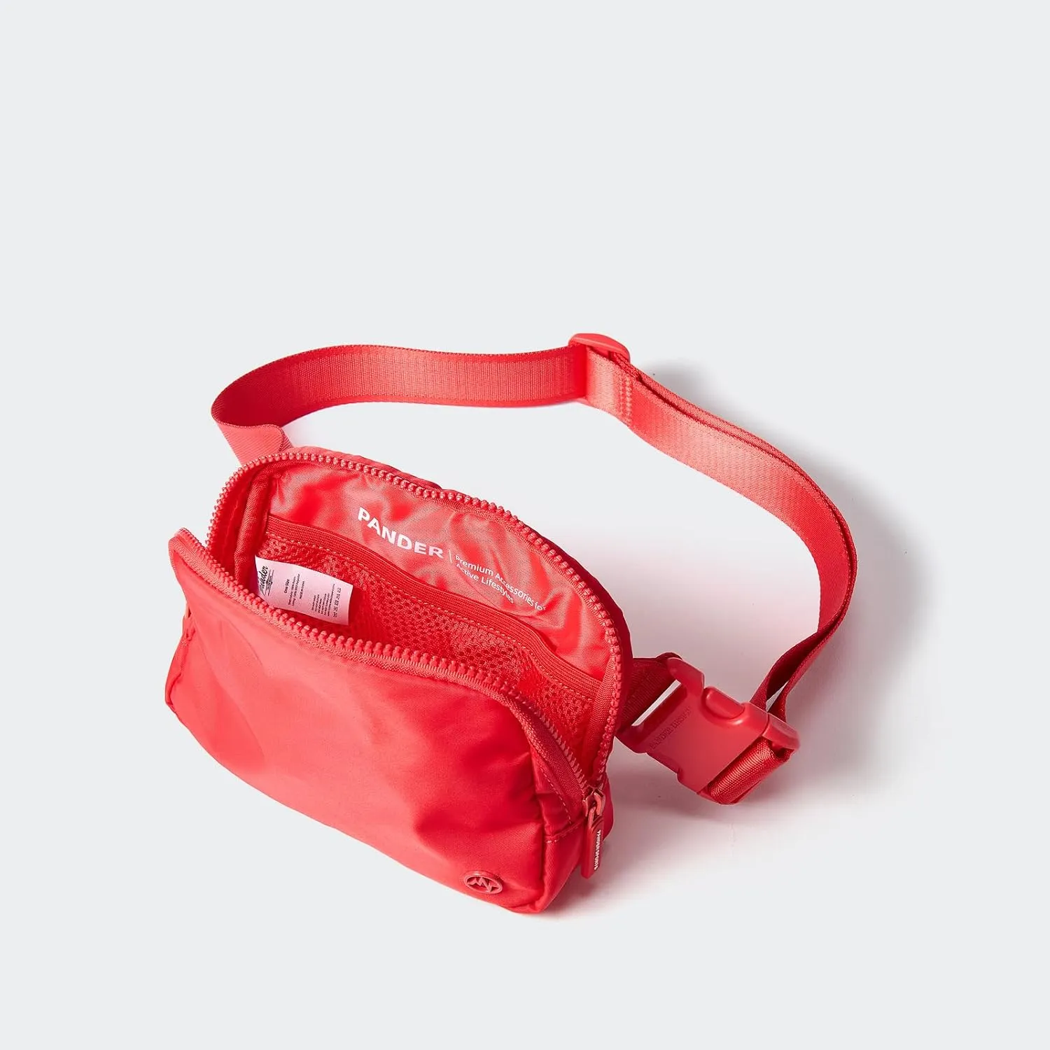 Pander Two Way Zipper Fanny Pack Nylon Everywhere Belt Bag for Women, Water Repellent Waist Packs, Crossbody Bags with Adjustable Strap (Red).