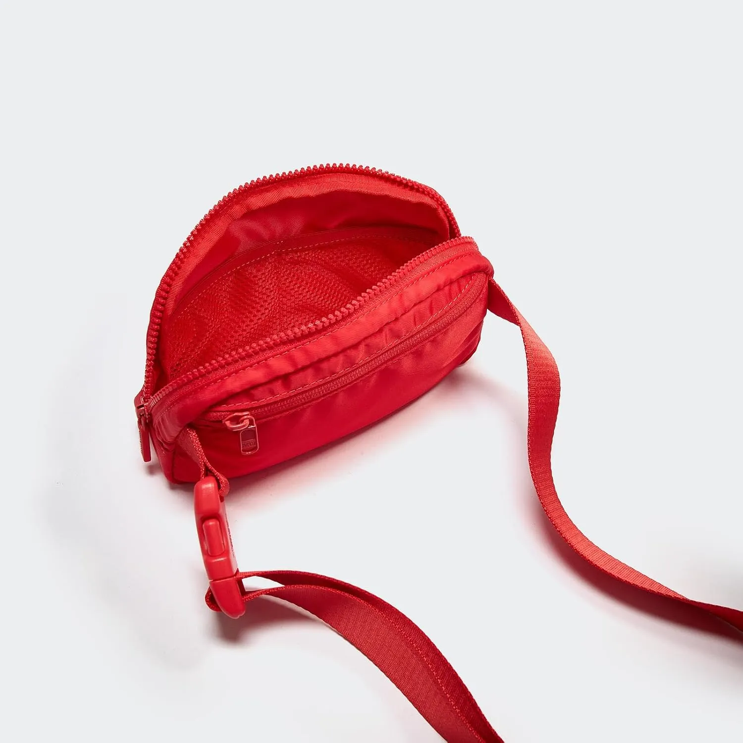 Pander Two Way Zipper Fanny Pack Nylon Everywhere Belt Bag for Women, Water Repellent Waist Packs, Crossbody Bags with Adjustable Strap (Red).