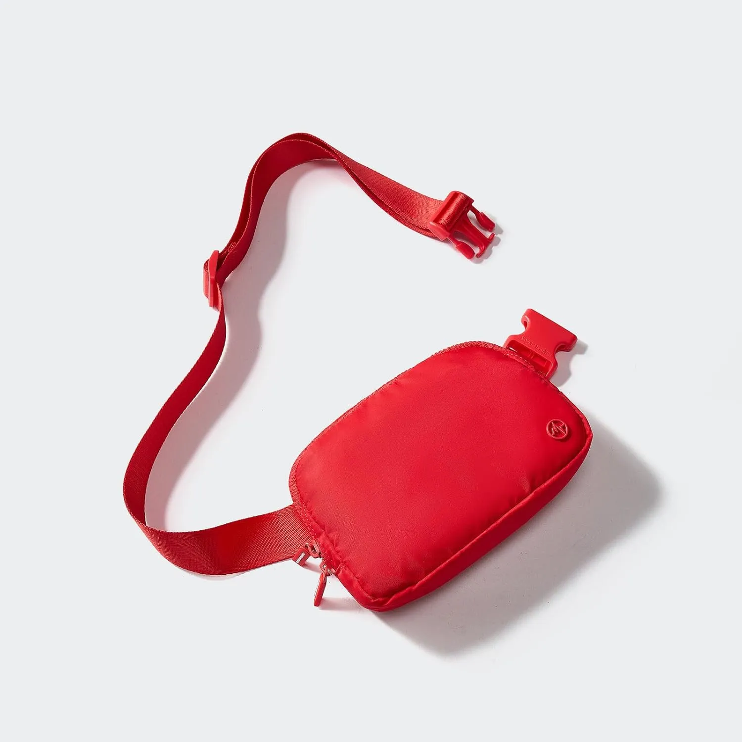 Pander Two Way Zipper Fanny Pack Nylon Everywhere Belt Bag for Women, Water Repellent Waist Packs, Crossbody Bags with Adjustable Strap (Red).