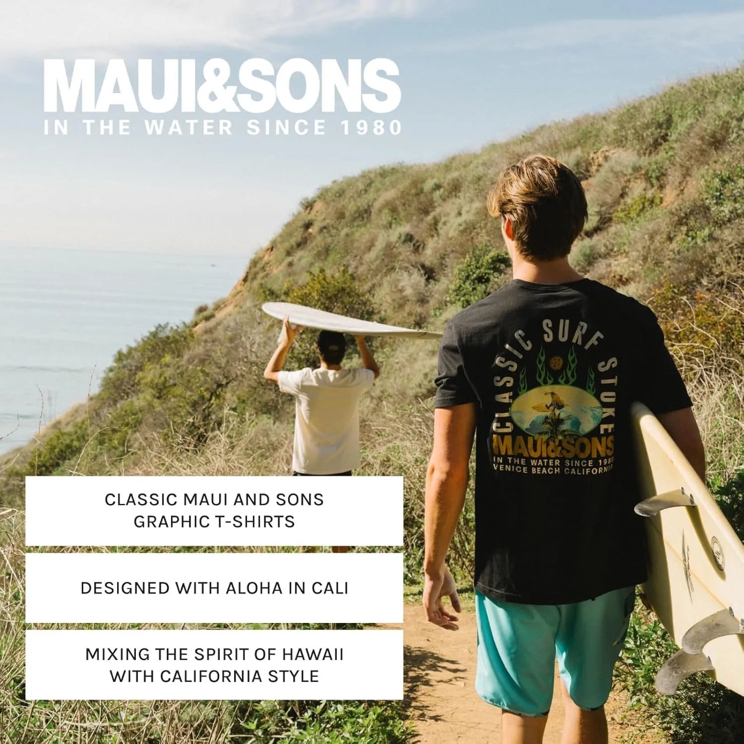 Party On Men's Swim Trunks | Classic Quick Drying Board Shorts Inspired by Vintage Surf Culture