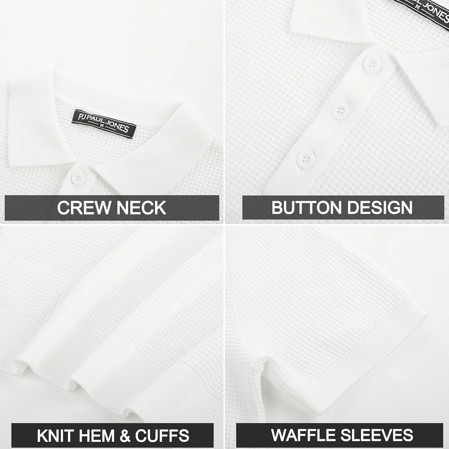 PJ PAUL JONES Polo Shirts for Men Short Sleeve Casual Knit Waffle Texture Polo Golf Shirt