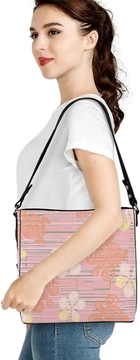 Polynesian Bucket Bags For Women Crossbody Bags PU Leather Tote Bag Summer Purses with 2 Detachable Straps Handbags