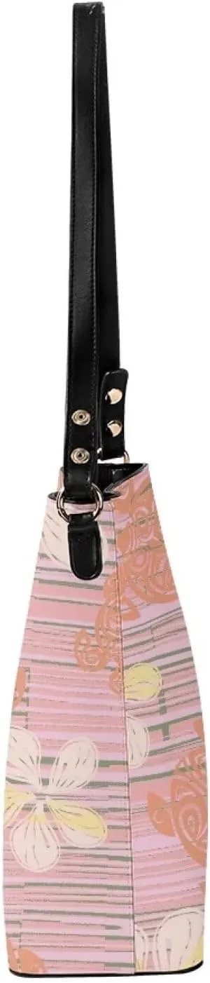 Polynesian Bucket Bags For Women Crossbody Bags PU Leather Tote Bag Summer Purses with 2 Detachable Straps Handbags