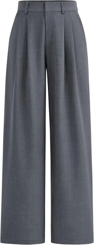PRETTYGARDEN Women's Summer Elastic High Waisted Work Pants Straight Leg Dressy Business Casual Trousers Slacks Pockets