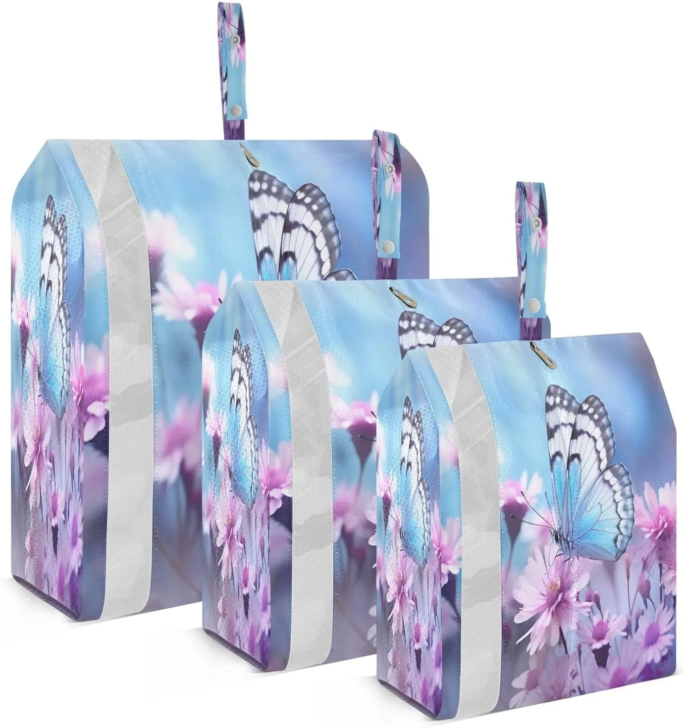 Purple Spring Beautiful Flowers Compression Packing Cubes 3 Set Travel Packing Cubes for Suitcases Organizer Bags Set for Carry on Luggage