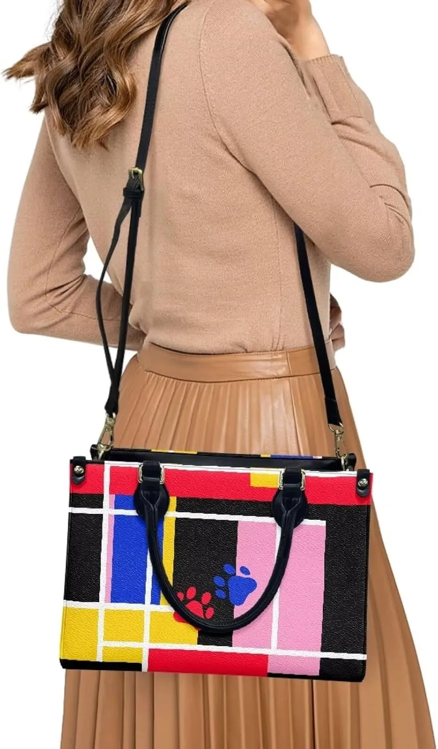 Purses and Handbag for Women Top Handle Tote Shoulder Bag Vegan Leather Satchel Purses for Travel Work Shopping