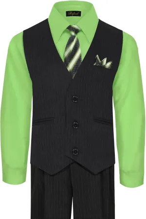 Rafael Boy's 5-Piece Vest and Pant Set with Shirt, Tie and Hanky - Many Colors
