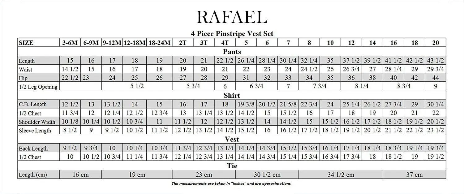 Rafael Boy's 5-Piece Vest and Pant Set with Shirt, Tie and Hanky - Many Colors