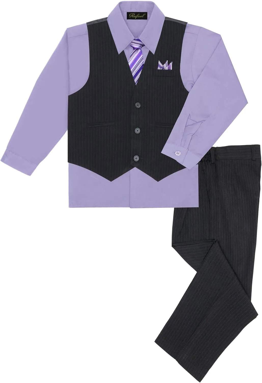 Rafael Boy's 5-Piece Vest and Pant Set with Shirt, Tie and Hanky - Many Colors