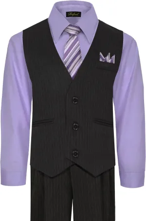 Rafael Boy's 5-Piece Vest and Pant Set with Shirt, Tie and Hanky - Many Colors