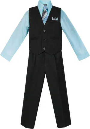 Rafael Boy's 5-Piece Vest and Pant Set with Shirt, Tie and Hanky - Many Colors