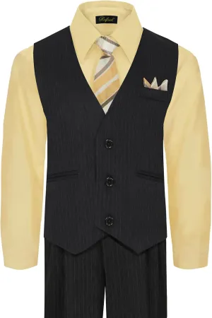 Rafael Boy's 5-Piece Vest and Pant Set with Shirt, Tie and Hanky - Many Colors