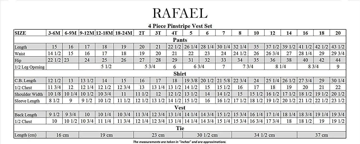 Rafael Boy's 5-Piece Vest and Pant Set with Shirt, Tie and Hanky - Many Colors