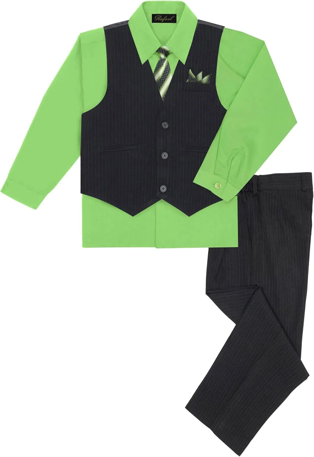 Rafael Boy's 5-Piece Vest and Pant Set with Shirt, Tie and Hanky - Many Colors