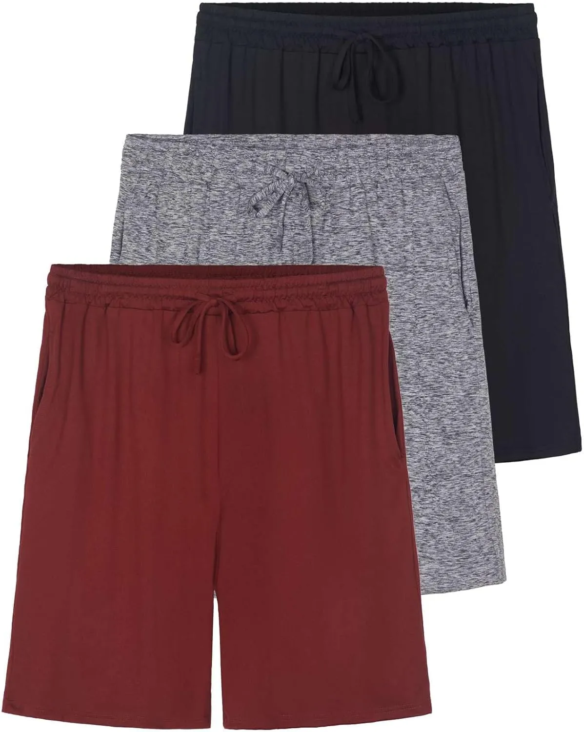 Real Essentials 3 Pack: Men's Soft Lounge Pajama Bottoms Shorts with Pockets Breathable Cool Fabric (Available in Big & Tall)