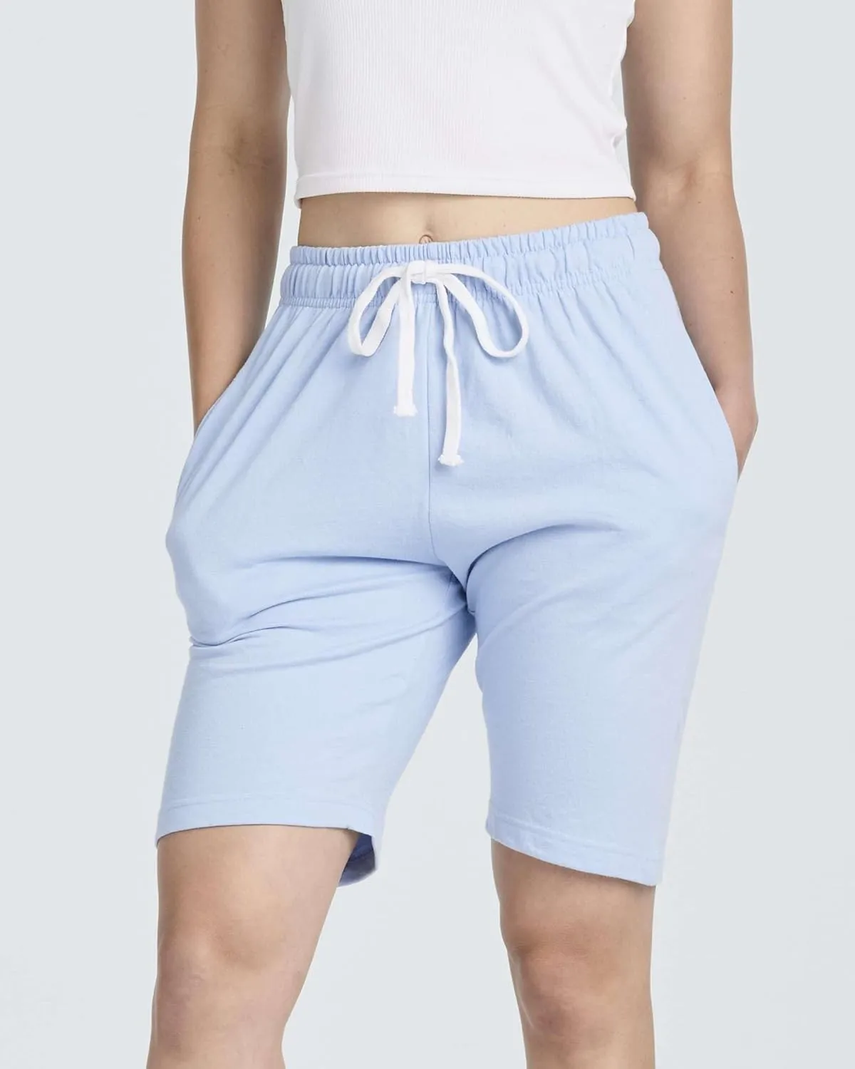 Real Essentials 3 Pack: Womens Cotton Terry Jersey 9" Bermuda Shorts Pockets-Casual Lounge Yoga (Available in Plus Size)