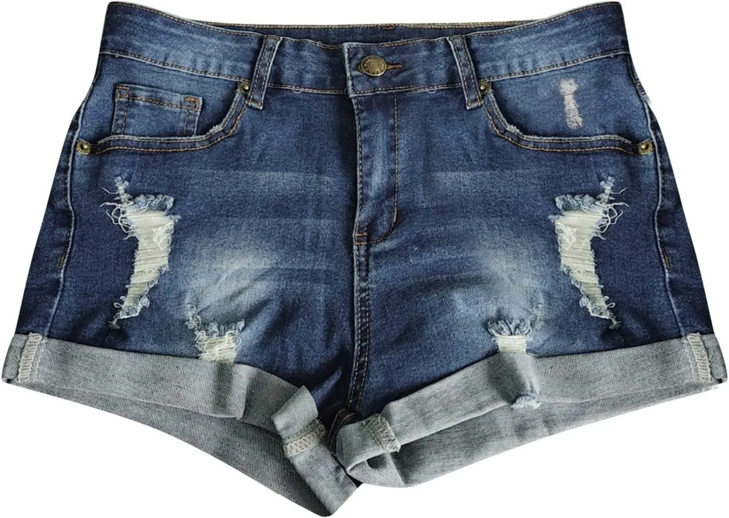 Ripped Jean Shorts Women High Waisted Roll Up Hem Straight Leg Denim Jean Shorts Stretch Summer Short Pants with Pockets