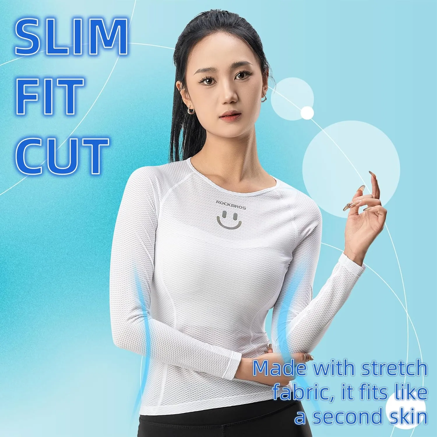 ROCKBROS Cycling Base Layer Women Quick Dry Long Sleeve Cycling Jersey Compression Mesh Undershirt Breathable Biker Shirts
