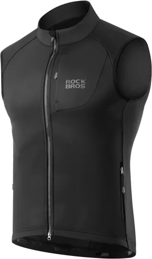 ROCKBROS Winter Cycling Vest for Men Windbreaker Sleeveless Cycling Jacket with Zipper Pockets Cycling Hiking Golf Sports