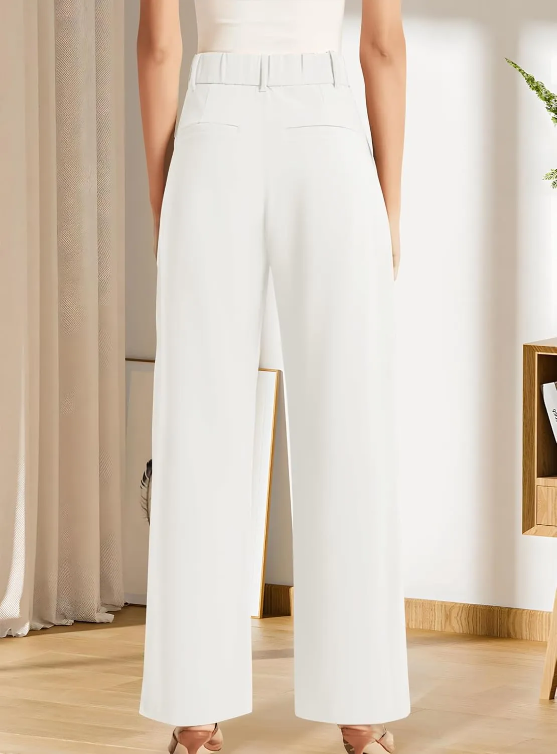 Sarin Mathews High Waisted Wide Leg Pants for Women Business Casual Dress Pant Palazzo Long Work Trousers with Pockets